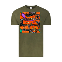 Vintage Olive halloween witch hats leopard seamless pattern Vintage Tee - BundleAndBundleShop