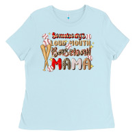 Baby Blue somebody's loud mouth baseball Ladies Tee - JahusDesignShop