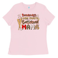 Bubblegum Pink somebody's loud mouth baseball Ladies Tee - JahusDesignShop