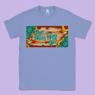 Just A Small Town Girl Wlth Gemstone Arrow And Sunflowers Licanse Plat Classic Tee Designed By Artiststas