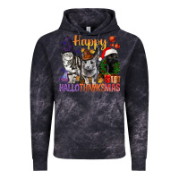 Cloud Black Happy Hallothanksmas Cats Vintage Hoodie - BundleAndBundleShop