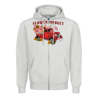 Dove Grey flower market Zipper Hoodie - MaliasSmallBusiness