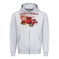 Heather Grey flower market Zipper Hoodie - MaliasSmallBusiness