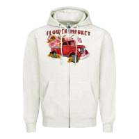Oatmeal Heather flower market Zipper Hoodie - MaliasSmallBusiness