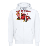 White flower market Zipper Hoodie - MaliasSmallBusiness