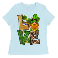 Baby Blue st patricks day gnomes shamrock love Ladies Tee - RanaPortraitStore