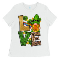White st patricks day gnomes shamrock love Ladies Tee - RanaPortraitStore