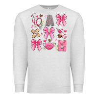Oatmeal Heather coquette bow nurse Premium Sweatshirt - Artiststas