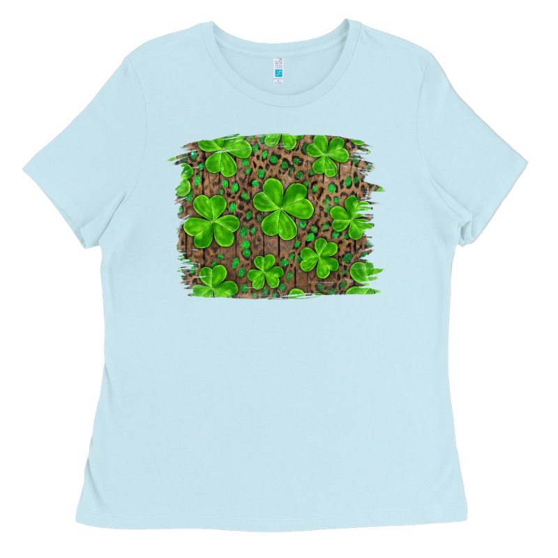 St Patricks Day Shamrock And Leopard Distressed Ba Ladies Tee by RanaPortraitStore | Teevron