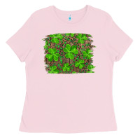 Bubblegum Pink st patricks day shamrock and leopard distressed ba Ladies Tee - RanaPortraitStore