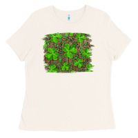 Bone st patricks day shamrock and leopard distressed ba Ladies Tee - RanaPortraitStore