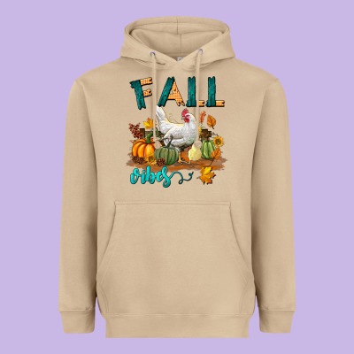 Fall Vibes Chicken Heavyweight Hoodie Designed By Lillyallendesigns