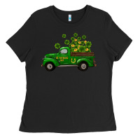 Black st patricks truck shamrock horseshoe gold Ladies Tee - RanaPortraitStore