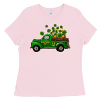 Bubblegum Pink st patricks truck shamrock horseshoe gold Ladies Tee - RanaPortraitStore