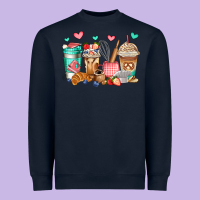 Baking Coffee Cups Heavyweight Sweatshirt Designed By Jasminsmagicworld