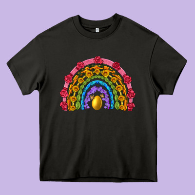 Easter And Spring With Flowers Carrots Butterfly And Sunflower Rainbow Heavy Core Tee Designed By Artiststas