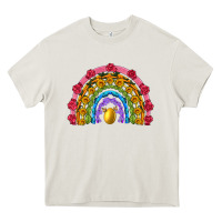 Cream easter and spring with flowers carrots butterfly and sunflower rainbow Heavy Core Tee - Artiststas