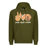 Army Green Peace Love Golden Premium Hoodie - Bettercallsaul