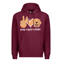 Burgundy Peace Love Golden Premium Hoodie - Bettercallsaul