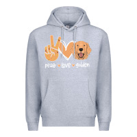 Heather Grey Peace Love Golden Premium Hoodie - Bettercallsaul
