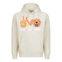 Oatmeal Heather Peace Love Golden Premium Hoodie - Bettercallsaul