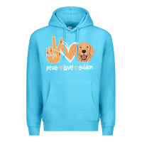 Ocean Blue Peace Love Golden Premium Hoodie - Bettercallsaul