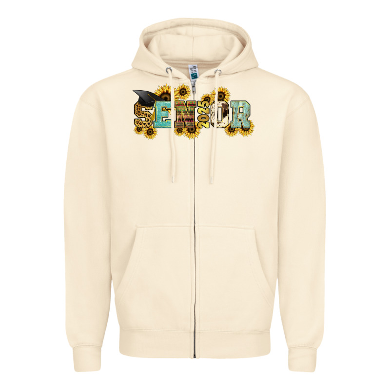 Senior 2025 Sunflowers Zipper Hoodie by NancyCooperArtShop | Teevron