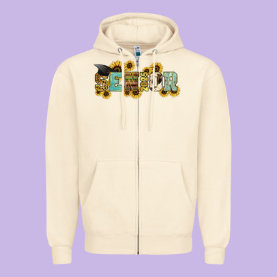 Senior 2025 Sunflowers Zipper Hoodie Designed By Nancycooperartshop
