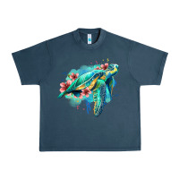 Midnight Navy floral turtle Urban Heavy Tee - Jasminsmagicworld