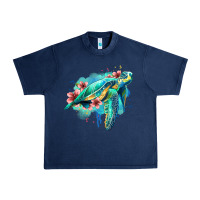 Navy floral turtle Urban Heavy Tee - Jasminsmagicworld