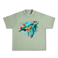 Oil Green floral turtle Urban Heavy Tee - Jasminsmagicworld