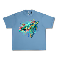 Pebble Blue floral turtle Urban Heavy Tee - Jasminsmagicworld