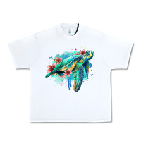 White floral turtle Urban Heavy Tee - Jasminsmagicworld