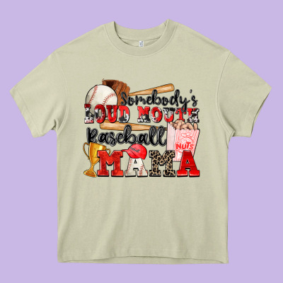 Somebody's Loud Mouth Baseball Mama Heavy Core Tee Designed By Zillion Design Studio