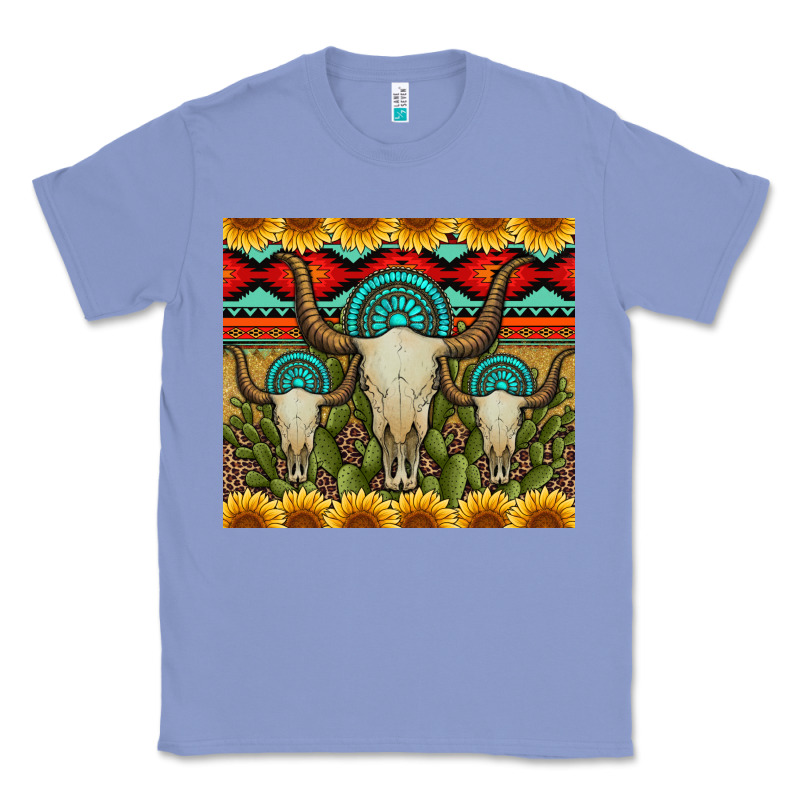 Bull Skulls Gemstones And Cactus With Leopard And Aztec Classic Tee by Artiststas | Teevron