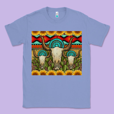 Bull Skulls Gemstones And Cactus With Leopard And Aztec Classic Tee Designed By Artiststas