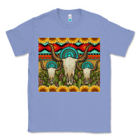 Colony Blue bull skulls gemstones and cactus with leopard and aztec Classic Tee - Artiststas