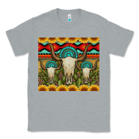Heather Grey bull skulls gemstones and cactus with leopard and aztec Classic Tee - Artiststas