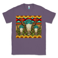 Lavender bull skulls gemstones and cactus with leopard and aztec Classic Tee - Artiststas