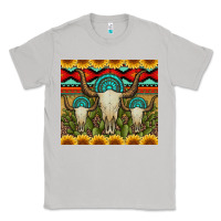 Moon Dust bull skulls gemstones and cactus with leopard and aztec Classic Tee - Artiststas