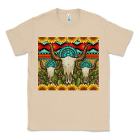 Mushroom bull skulls gemstones and cactus with leopard and aztec Classic Tee - Artiststas