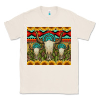 Natural bull skulls gemstones and cactus with leopard and aztec Classic Tee - Artiststas