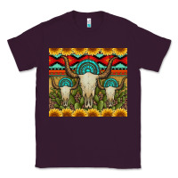 Plum bull skulls gemstones and cactus with leopard and aztec Classic Tee - Artiststas