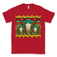 Red bull skulls gemstones and cactus with leopard and aztec Classic Tee - Artiststas
