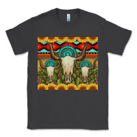 Smoke bull skulls gemstones and cactus with leopard and aztec Classic Tee - Artiststas