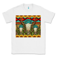 White bull skulls gemstones and cactus with leopard and aztec Classic Tee - Artiststas