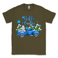 Army Green hello winter with sniwman and  truck Classic Tee - AdoDesignShop