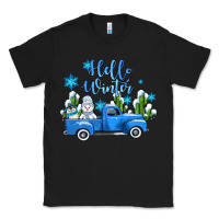 Black hello winter with sniwman and  truck Classic Tee - AdoDesignShop