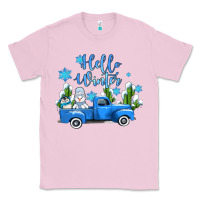 Bubblegum Pink hello winter with sniwman and  truck Classic Tee - AdoDesignShop