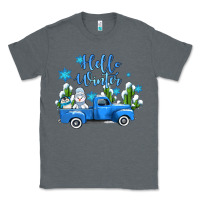Charcoal Heather hello winter with sniwman and  truck Classic Tee - AdoDesignShop